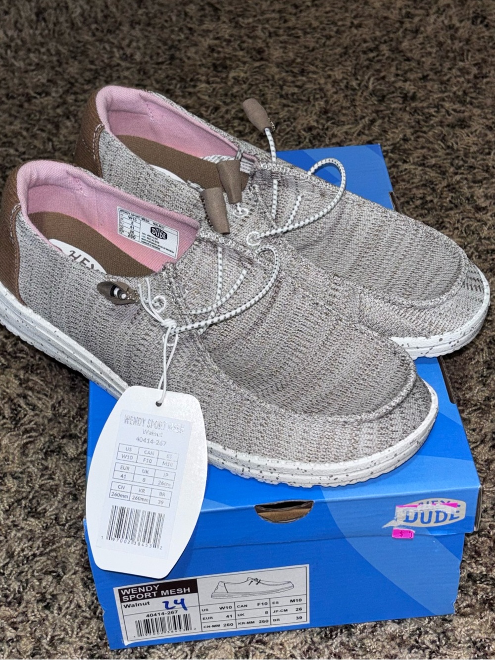 Hey Dude Walnut Knit Slip-On Athletic Shoes with Pink Lining